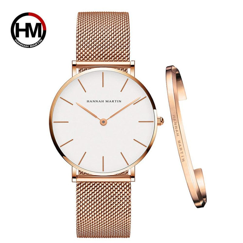 Relógio Feminino de Luxo HANNAH MARTIN + 1 Bracelete - Zion Store